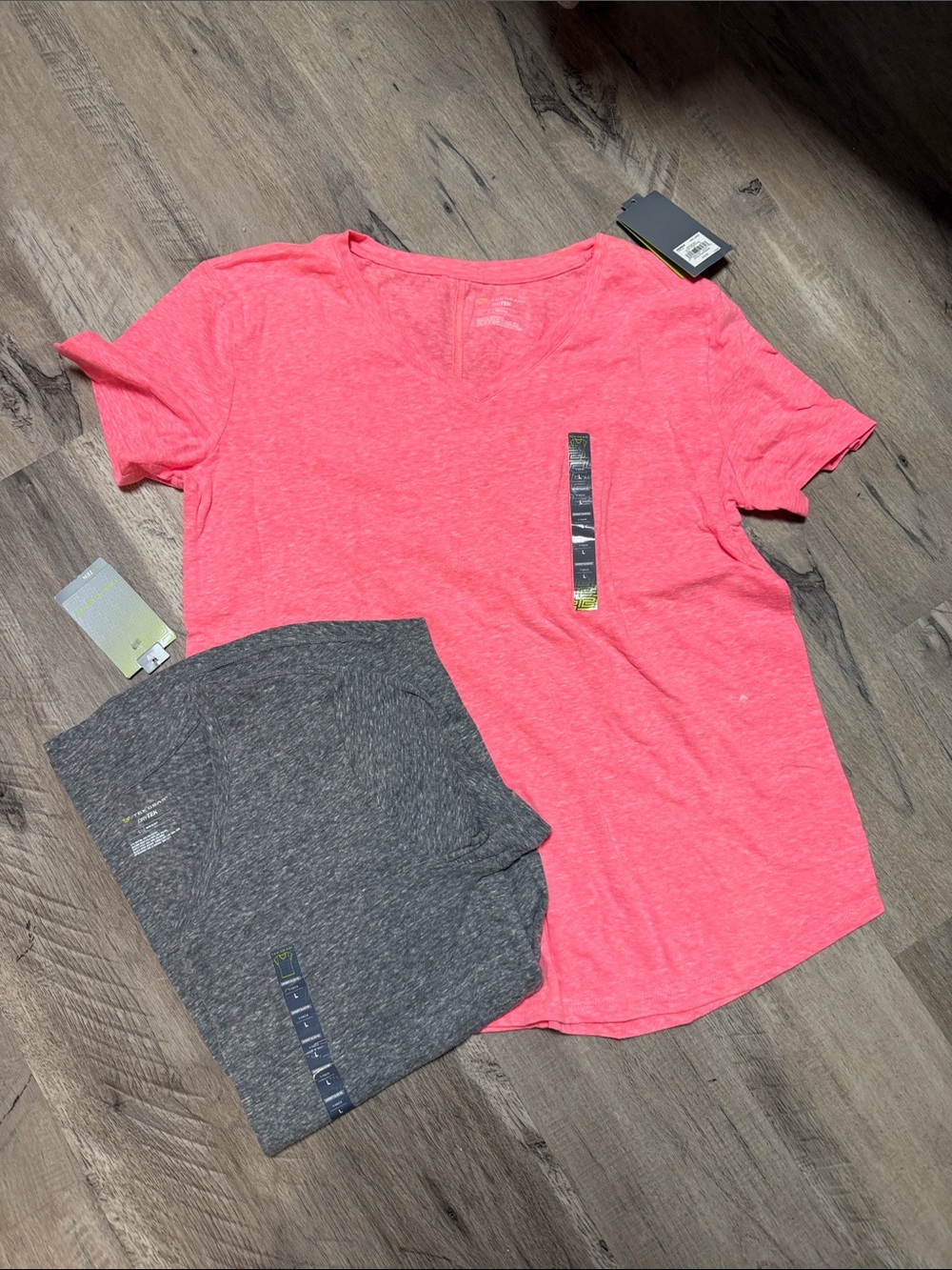 DRYTEK Neon Pink and Gray V-Neck Tees- Short Sleeve